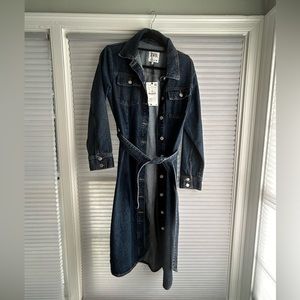 Zara Denim Midi Jean Dress , Size Large, NWT